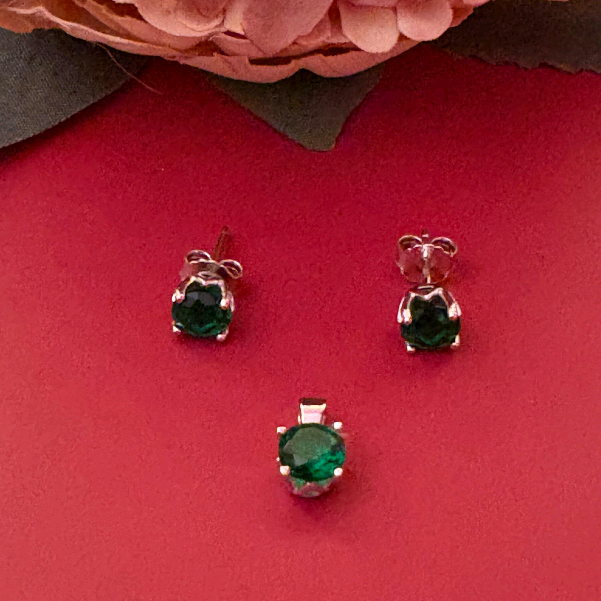 Green CZ Pendant Set 